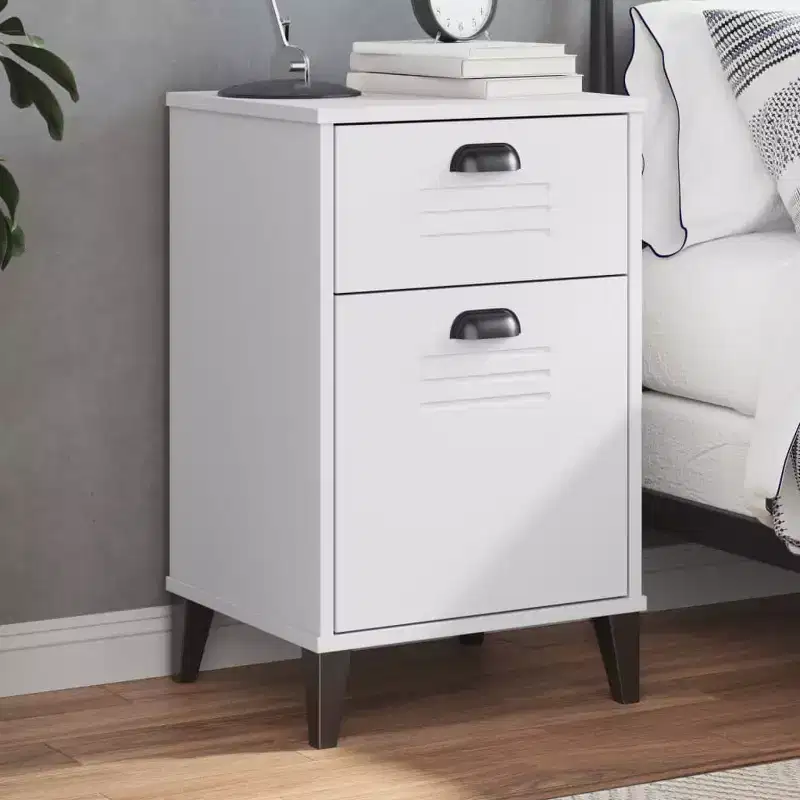 Bedside Table White Engineered wood, Plastic Medium Bedside Table