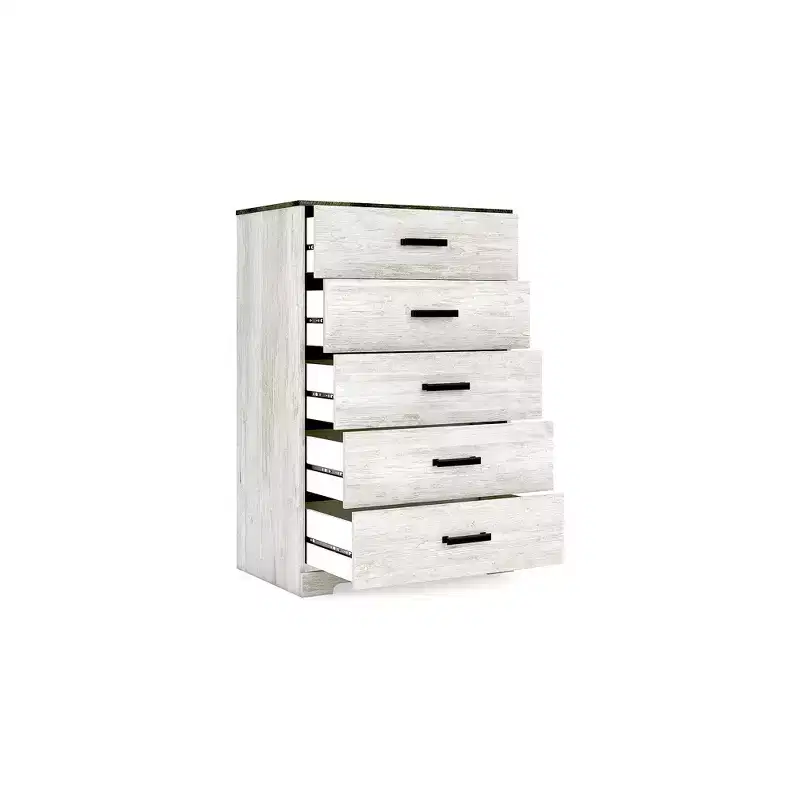 Signature Design by Ashley Casual Shawburn Chest of Drawers, Whitewash/Charcoal Gray