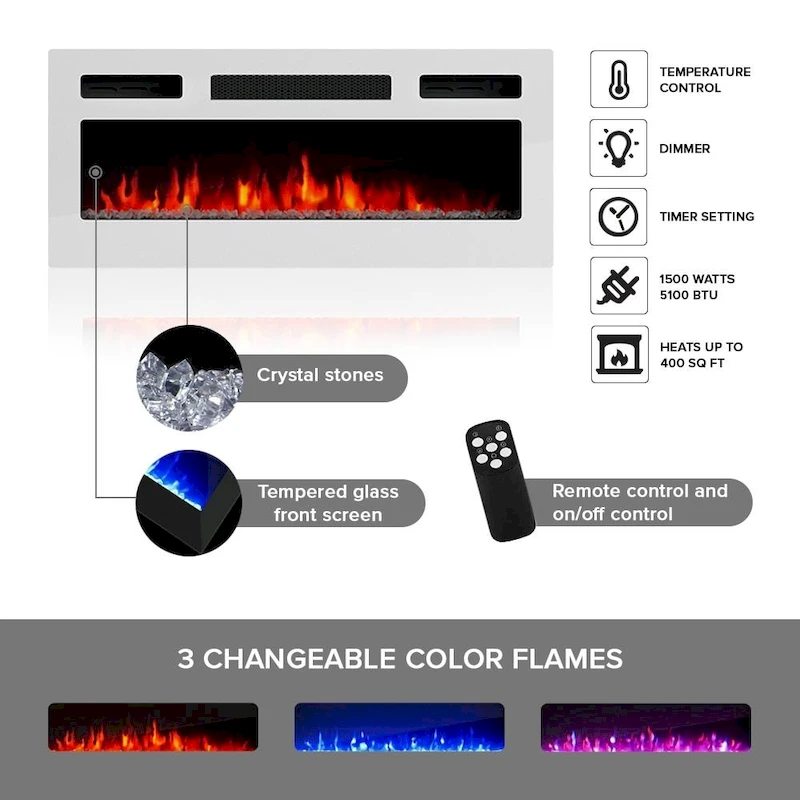 Duke 01 WH-EF Electric Fireplace 63 TV Stand