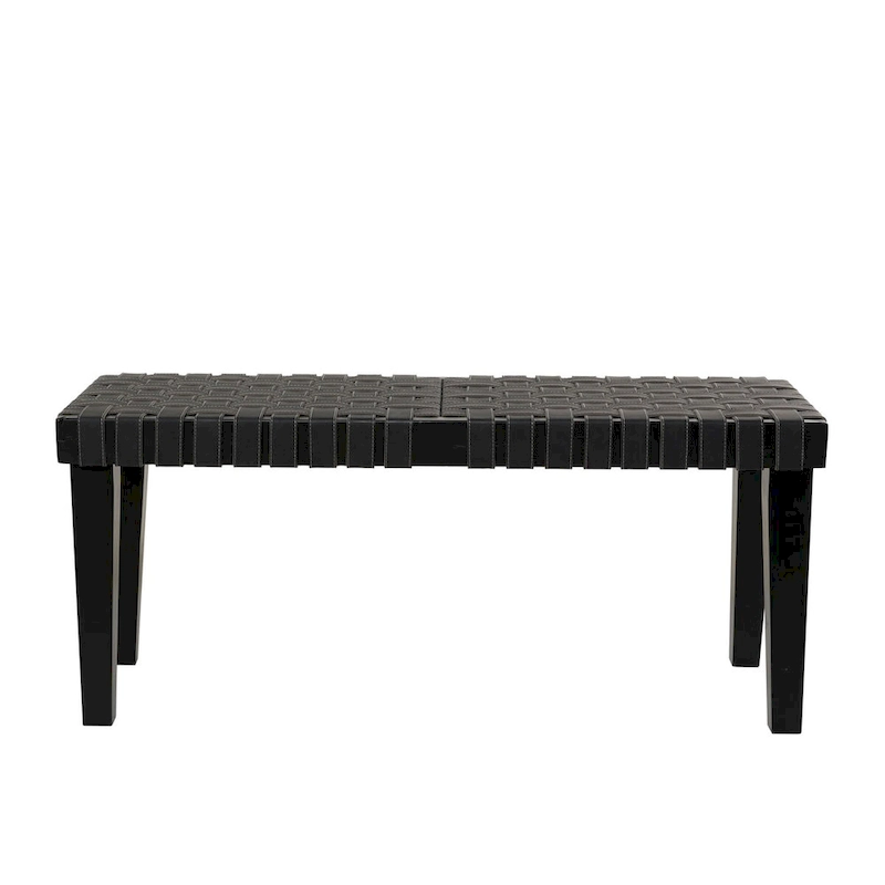 Wood Woven Bench - Black or Brown - Roche River Decor