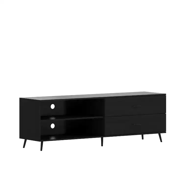 Flash Furniture Nelson 65 Mid Century Modern TV Stand for up to 60 TV's with Adjustable Shelf and Storage Drawers