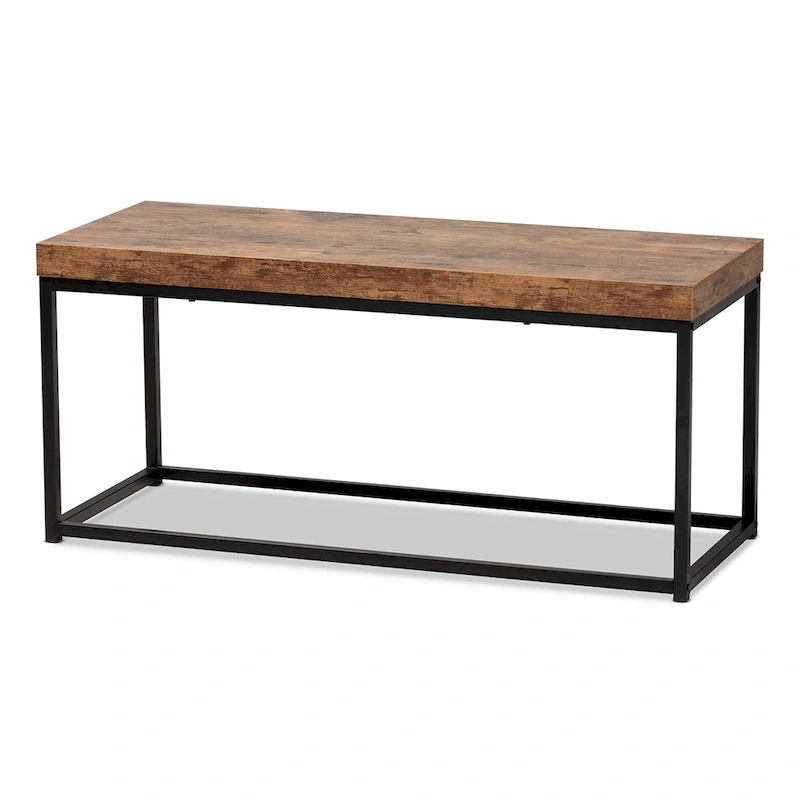 Bardot Modern Industrial Wood and Metal Accent Bench-Walnut Brown