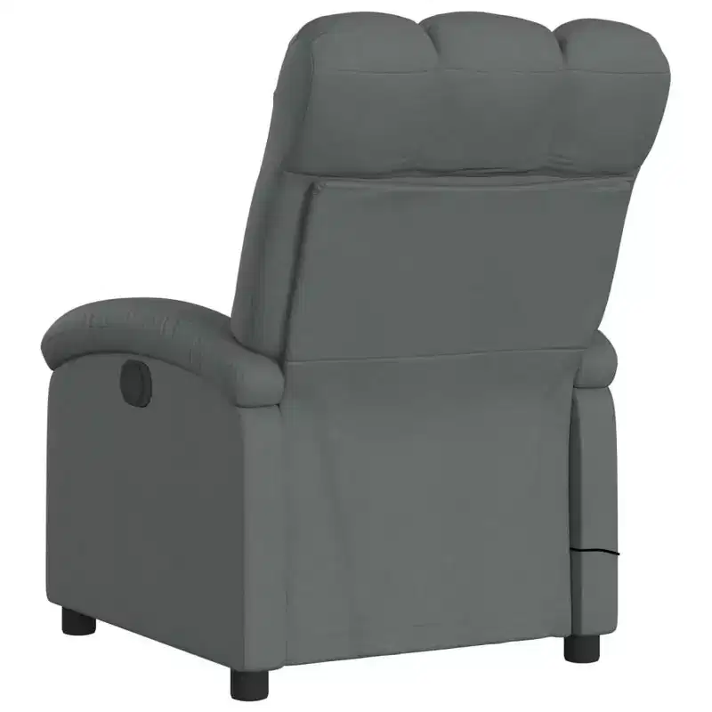 vidaXL Massage Recliner Chair Dark Gray Polyester - Manual Push Back With Massage