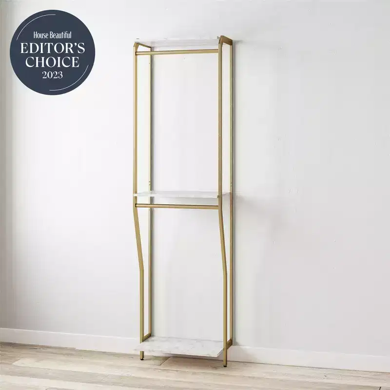 Gwyneth Closet - Hanging Rods, White Faux Marble and Golden Bronze