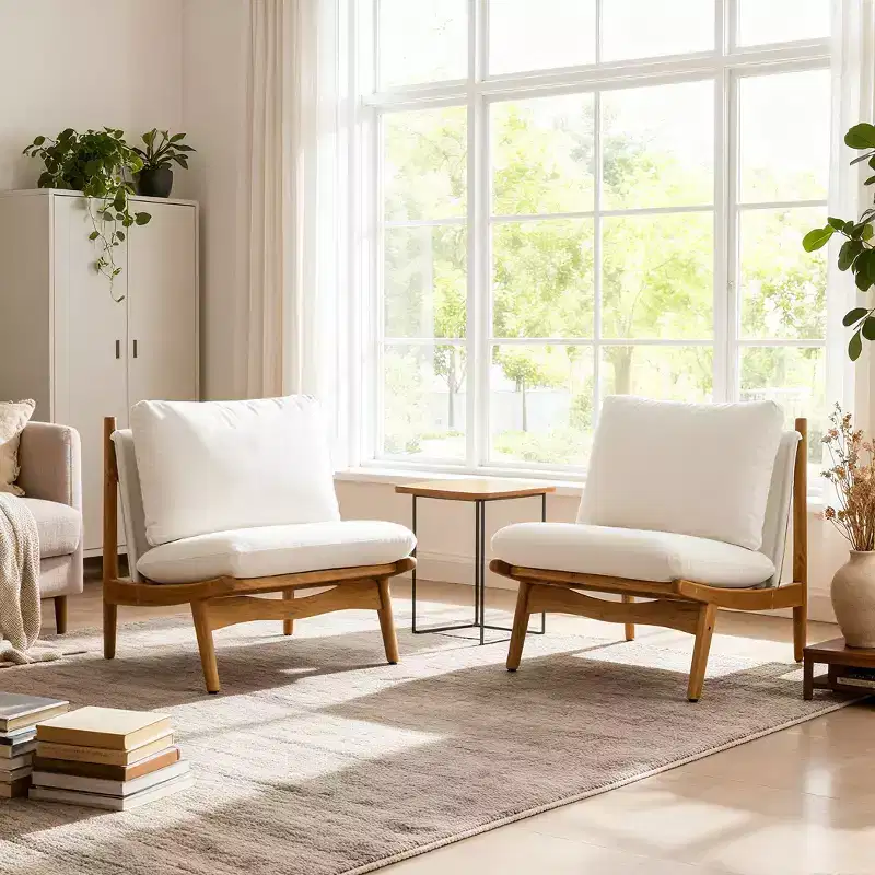 Christopher Knight Home Vista Accent Chair Mocha with Natural Wood Frame, Set of 2