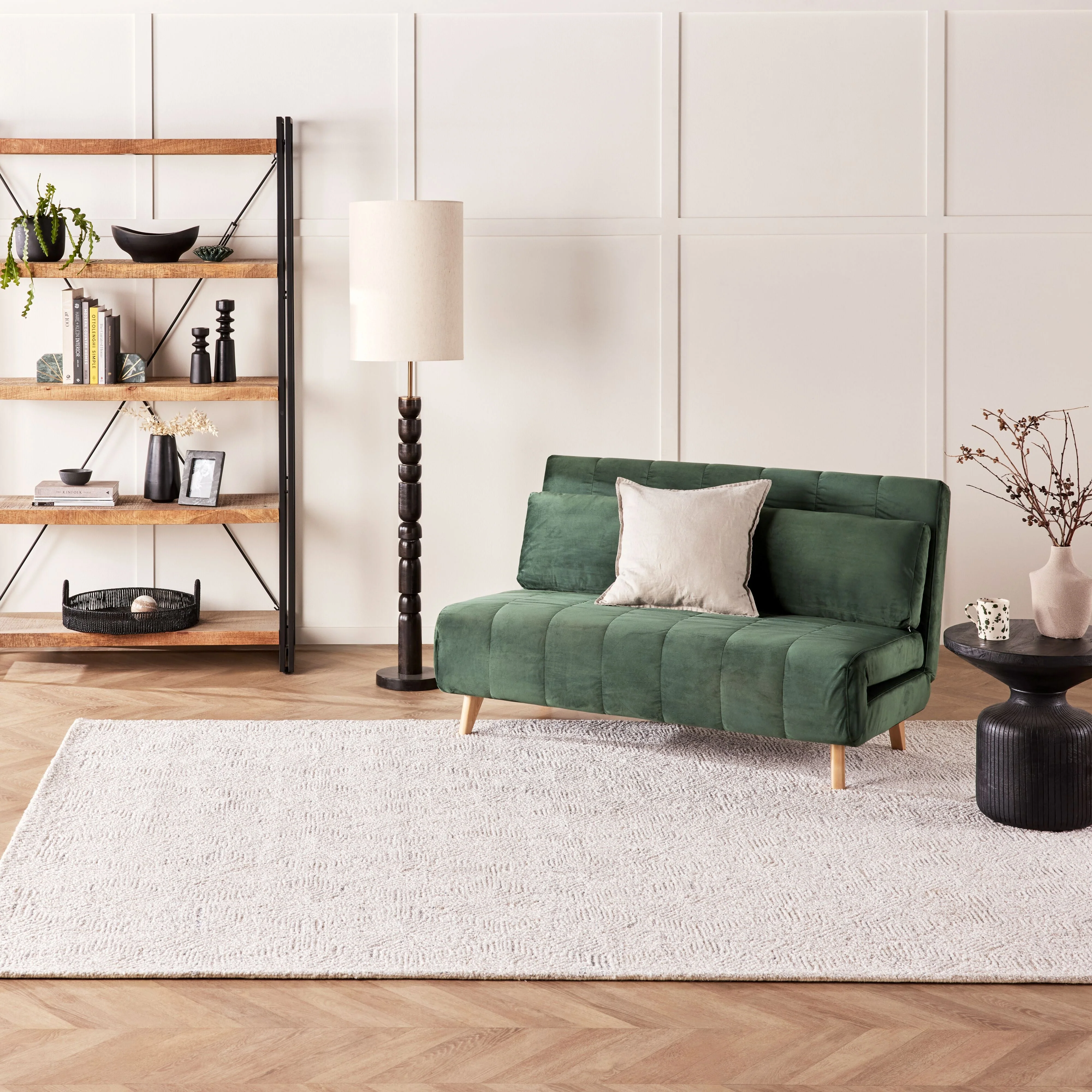 Velvet Double Sofa Bed Emerald Green