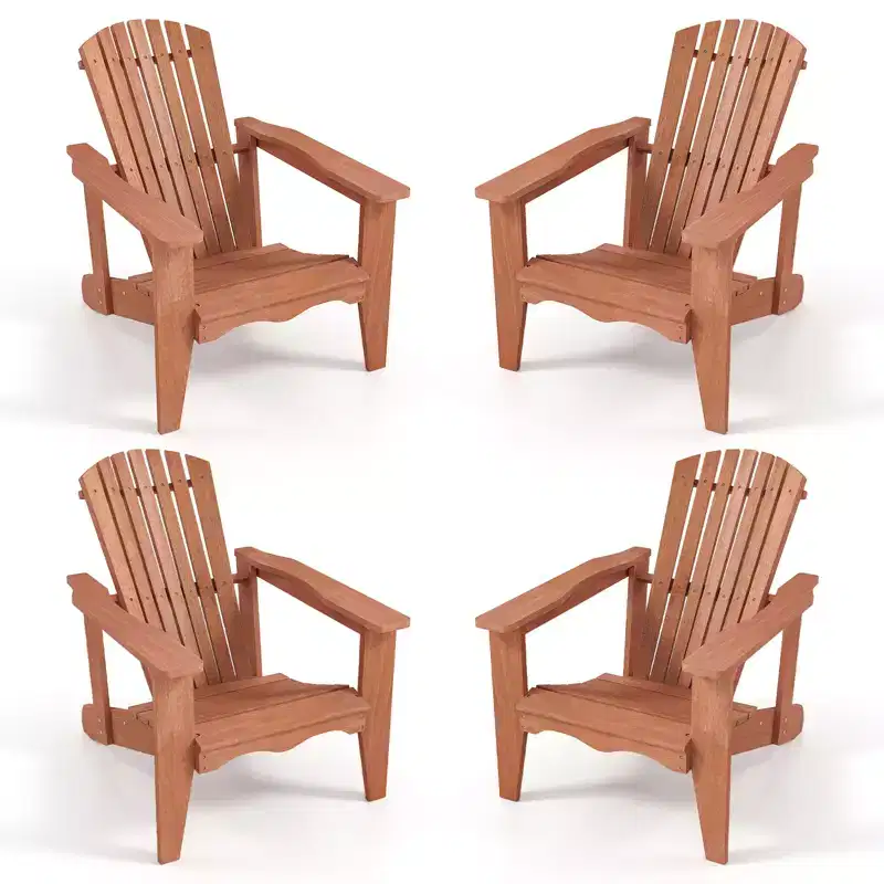 Costway 4PCS Solid Wood Garden Chair w/ High Backrest Wide Armrests & Contoured Seat