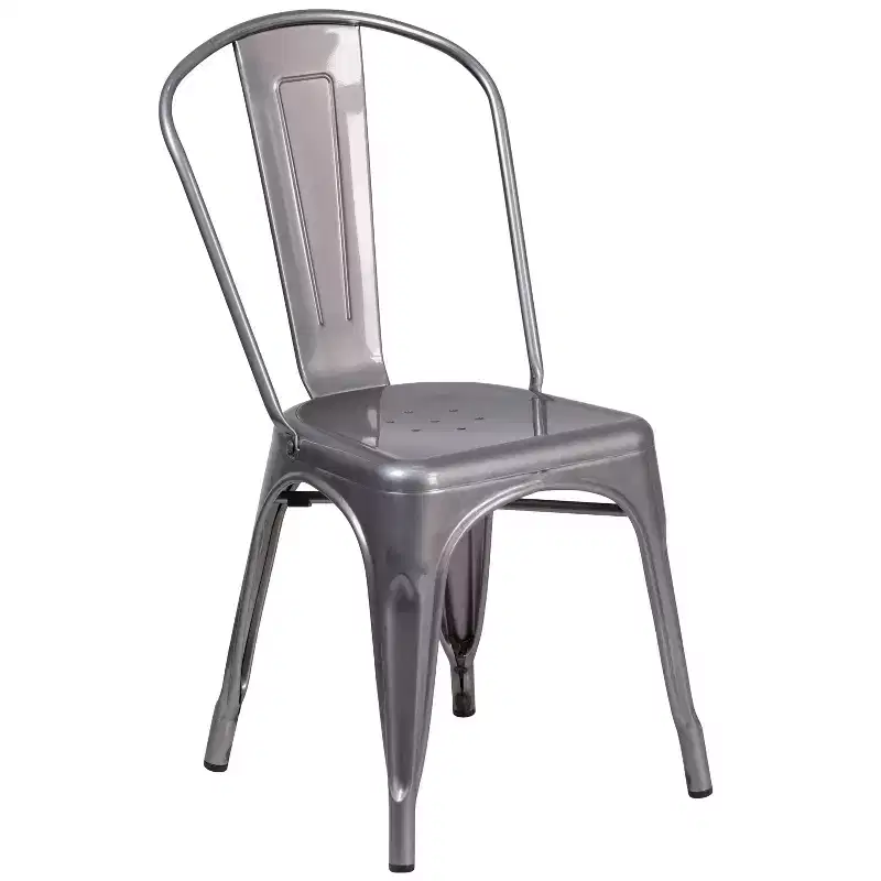 Emma and Oliver Clear Coated Metal Indoor Stackable Chair