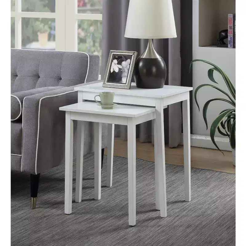 HomeStock 26.25 in.H White Color Rectangle Wood Table Top End Table 1 -piece