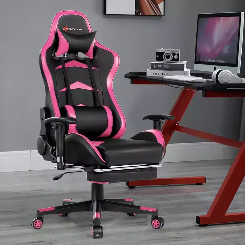 Massage Gaming Chair Reclining Swivel Racing Office Chair with Footrest