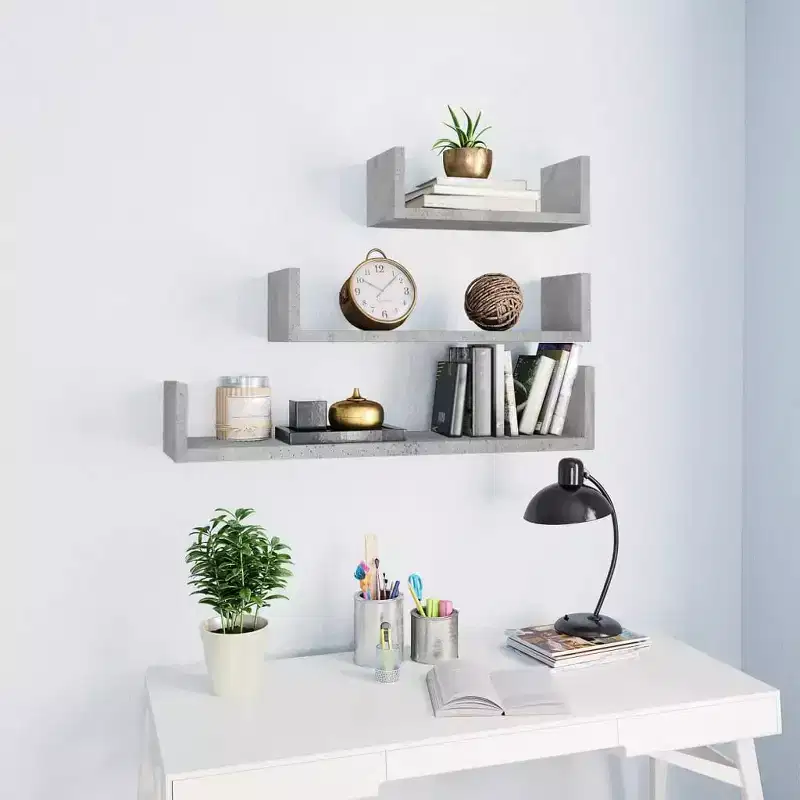 Shelf Black Engineered wood Large Wall-mounted