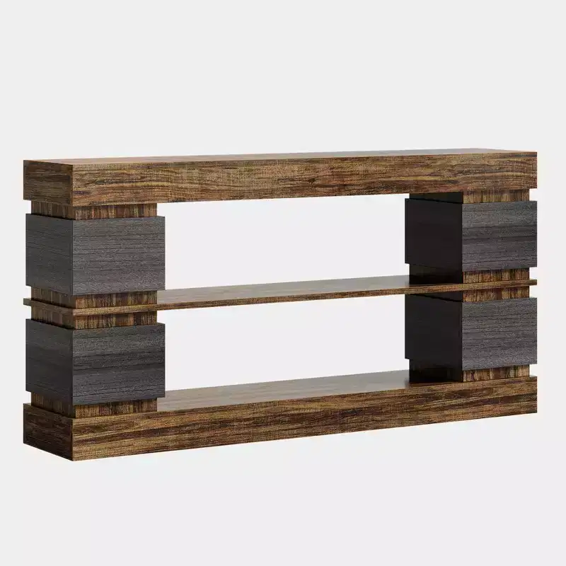 Lantine 63 3-Tier Long Console Table with Storage for Entrance, Brown
