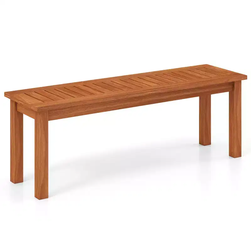 Costway 1/2 PCS 2-Person Outdoor Wood Bench with Slatted Seat, Front Porch Dining Seating Furniture