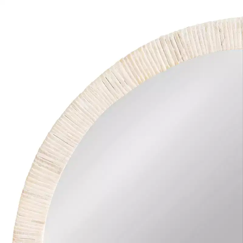 Kate & Laurel All Things Decor 28" Rahfy Round Framed Wall Mirror White