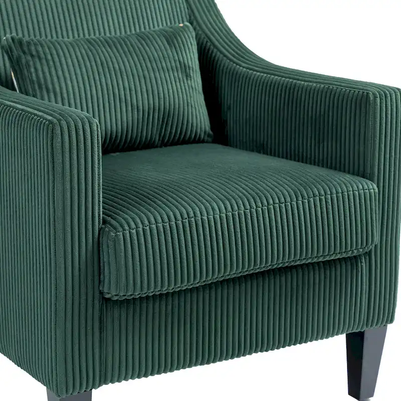 Emerald 26.77 Upholstered Arm Chair with Scooped Arms and Rubber Wood Legs