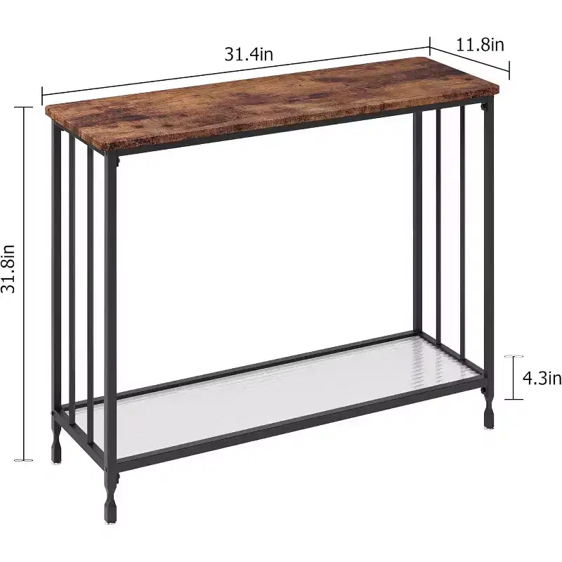 31 Sofa Table Behind Couch, Narrow Entryway Table, Farmhouse Dining Table with Metal Frame, Industrial Console Table for Entryway