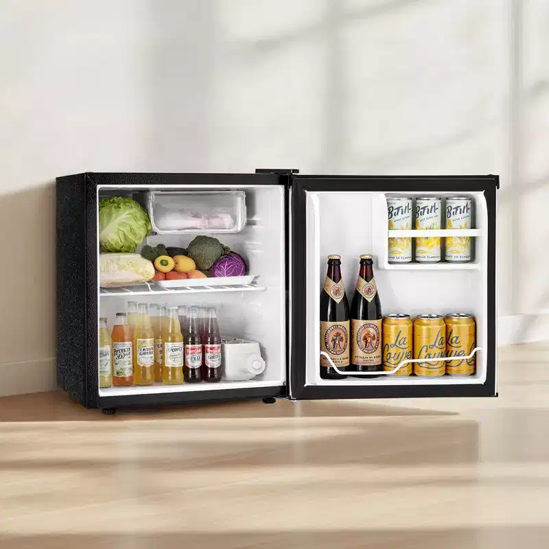VEVOR Mini Fridge, 1.6 Cu.Ft, Single Door Compact Refrigerator, Metal Shelf, Energy Efficient Small Refrigerator, Reversible Door, Silver
