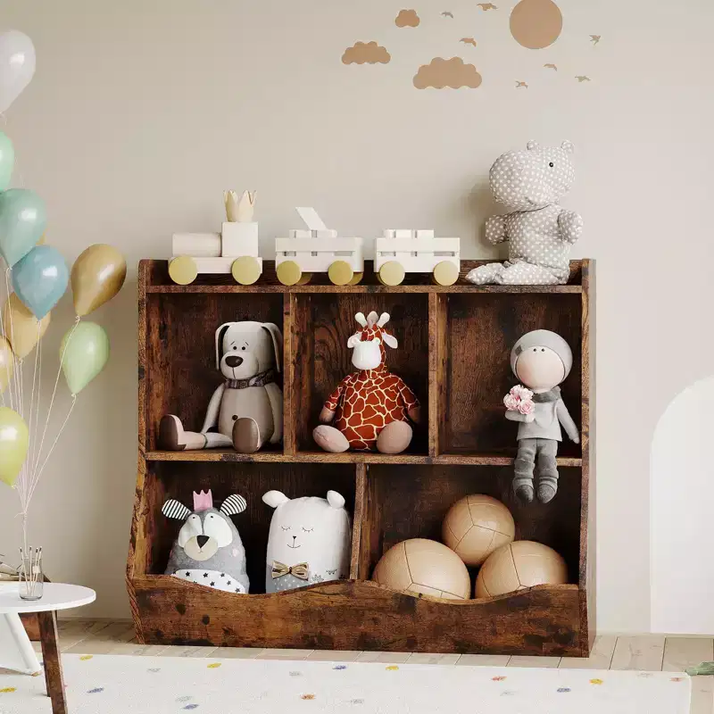 Kids Toy Storage Cabinet with 3 Open Shelves and 2 Tilt Bins