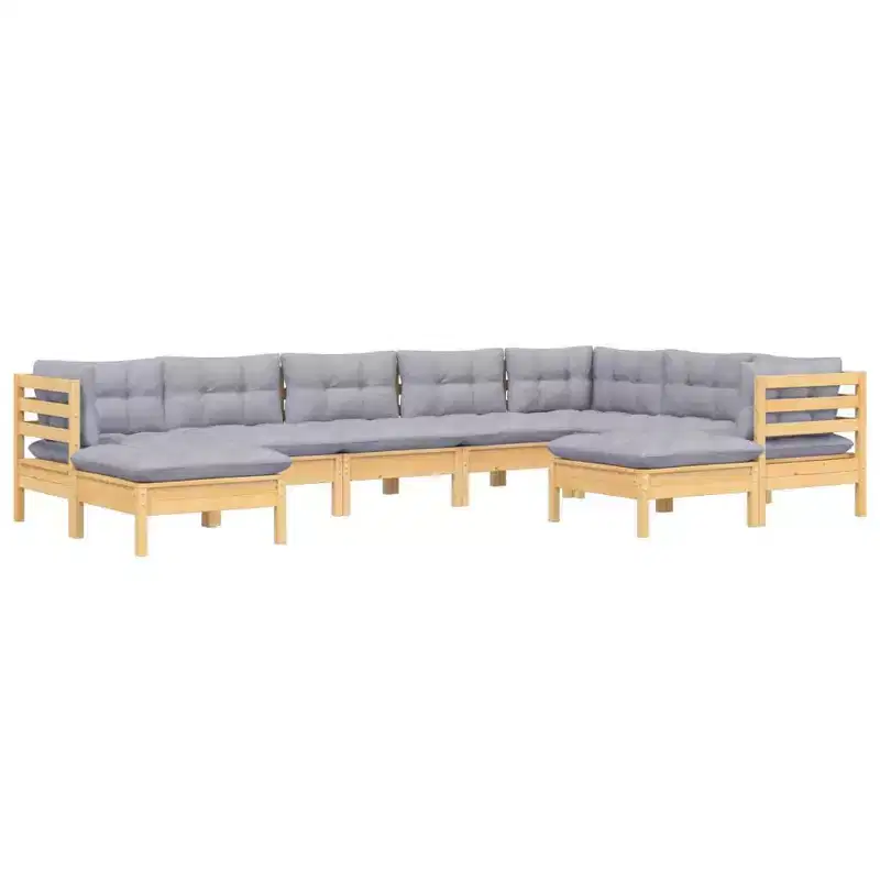 vidaXL Modular Patio Lounge Set with Cushions and Solid Pinewood