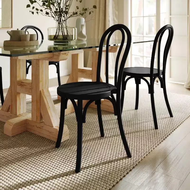 Flash Furniture Betsy Commercial Grade Thonet Style Solid Wood Stackable Dining Chair - Set of 2