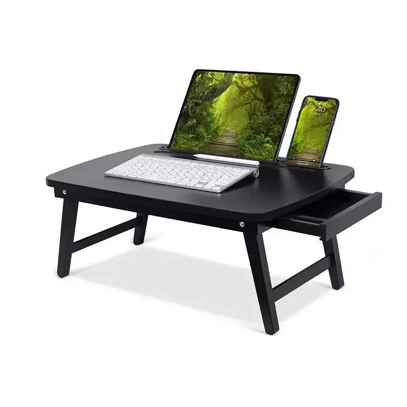 Portable Sit or Stand Desk with Storage Drawer and Media Slot - Espresso