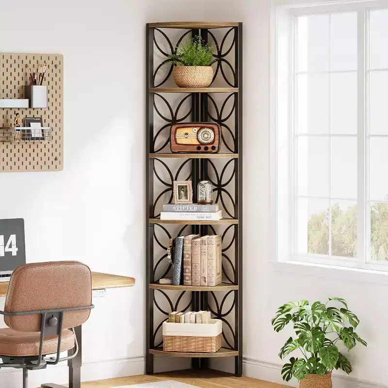 6-Tier Corner Shelf, 70.9 Bookshelf Display Rack, Storage Shelving Unit Plant Stand for Living Room, Bedroom, Bathroom, Kitchen