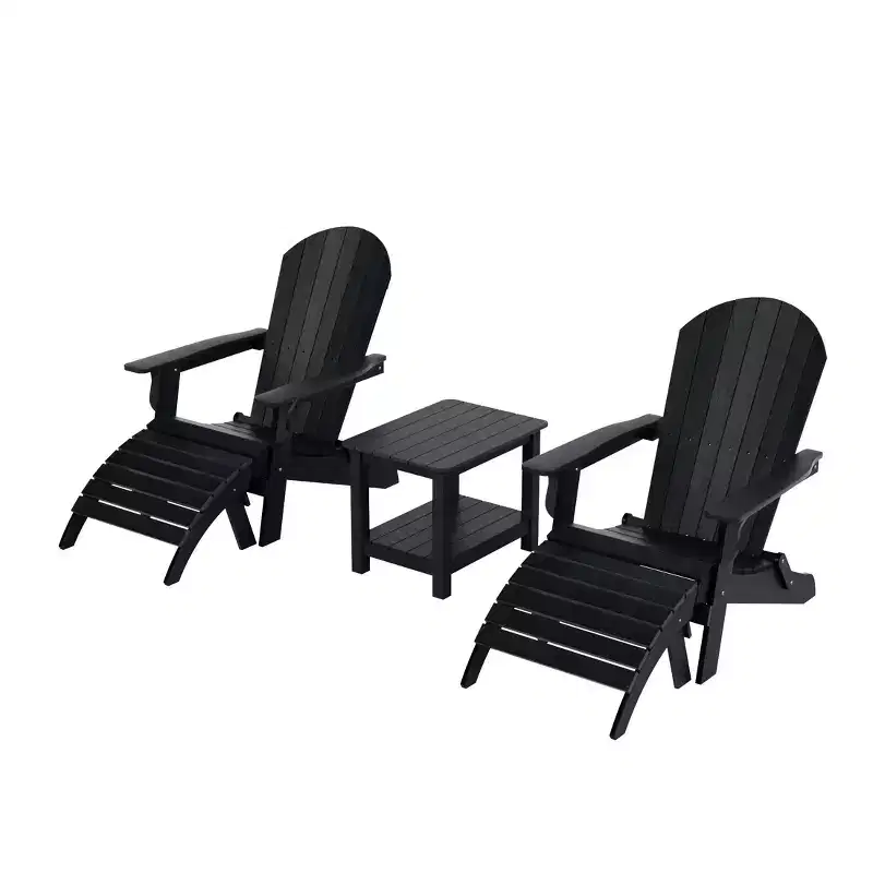 WestinTrends Tuscany HIPS Outdoor Patio Folding Adirondack Chairs with Ottomans and Side Table (5-Piece Conversation Set)