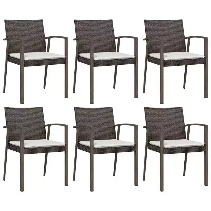 vidaXL Garden Chair Set of 6 Poly Rattan, Steel Medium Durable