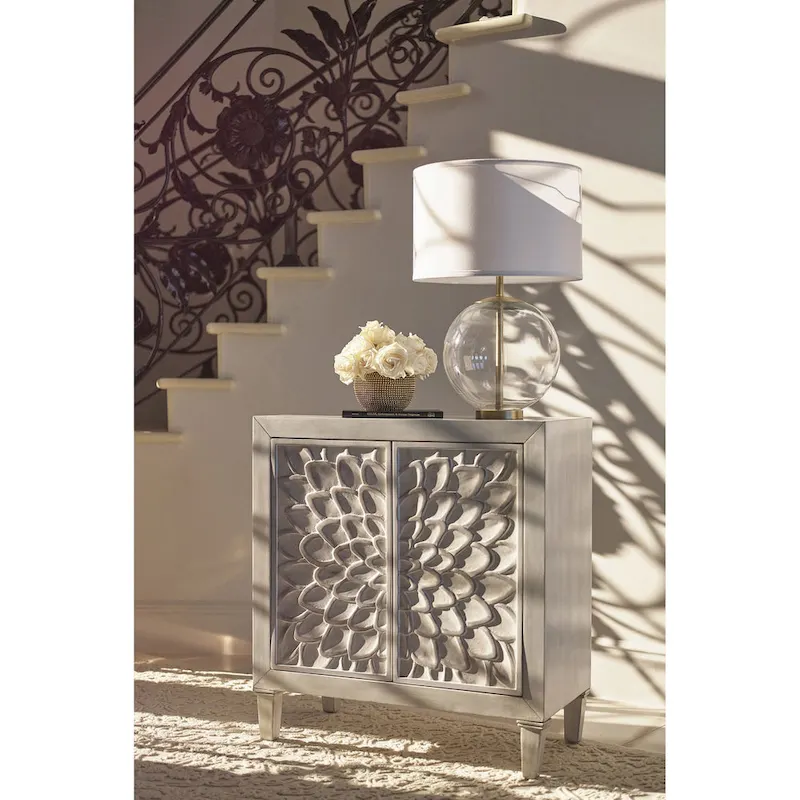 Elyse White Three-shelf Accent Cabinet