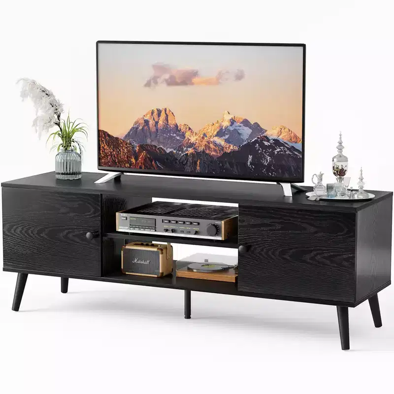 Panel TV cabinet can store black cabinets, suitable for home living room office TV cabinet
