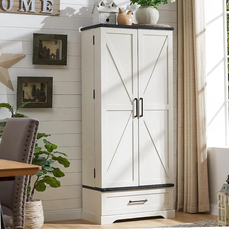 72 Farmhouse Kitchen Pantry Cabinet, Tall Storage Cabinet, Cupboard - N/A