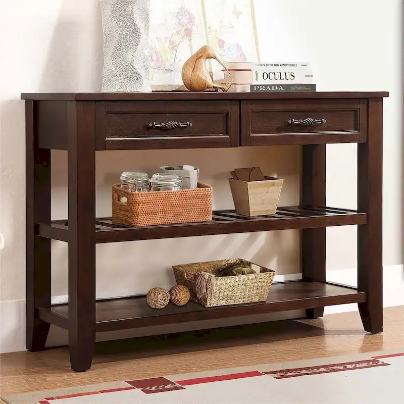 Mid-Century Style 42 Solid Wood Buffet Sideboard