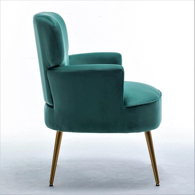 US Pride Furniture Trendy Velvet Accent Chair with Gold Metal Legs Upholstered Armchair