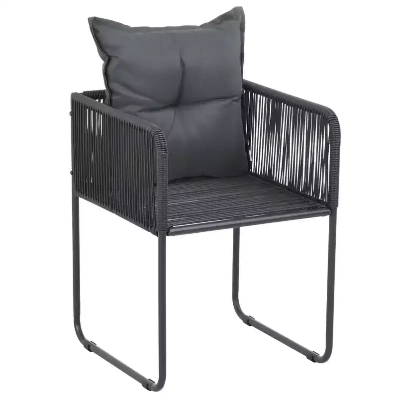 vidaXL Dining Set Black PVC rattan Medium Durable Dining Set Square