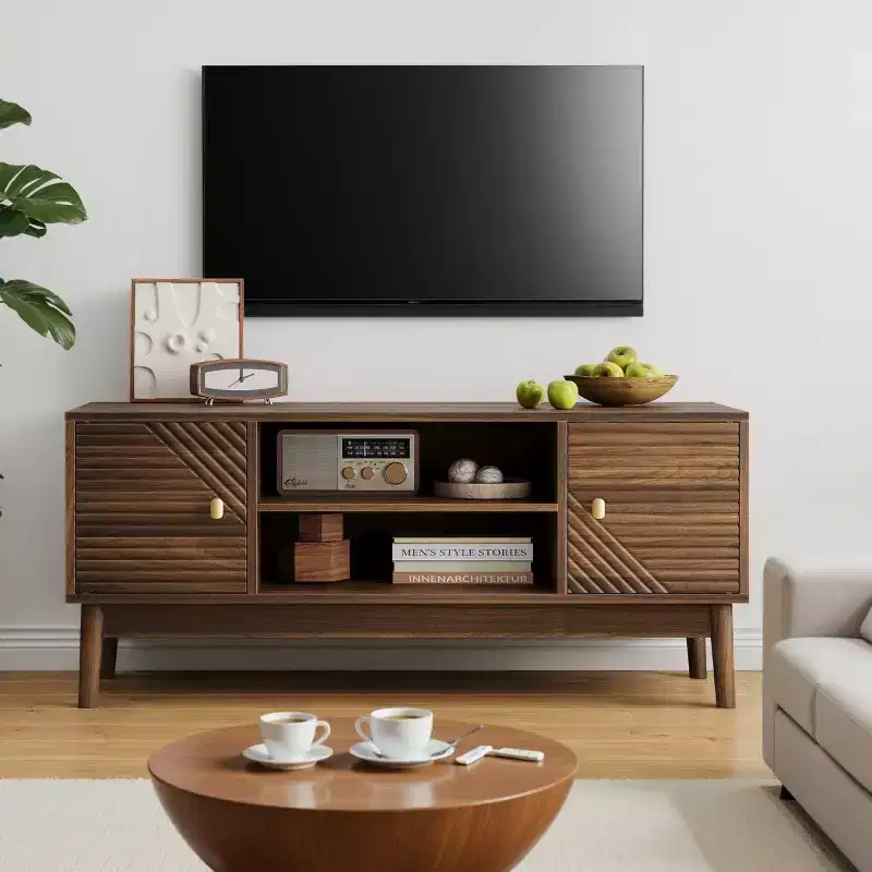 43-Inch Mid-Century Modern TV Stand, Media Console with Storage for TVs up to 45 Inches