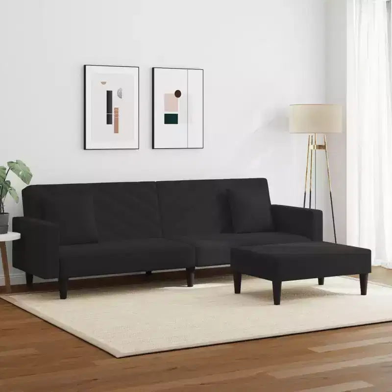 vidaXL Sofa Set Black Velvet (100% polyester), wood, plastic Large