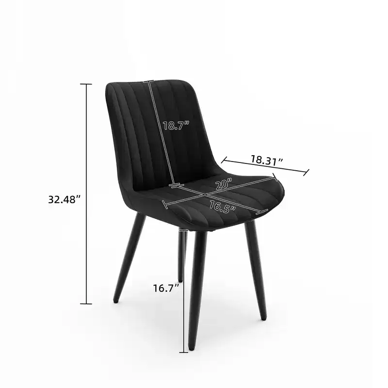 2pk Modern PU Leather Dining Chairs with Thick Cushions & Metal Legs - Armless Side Chairs for Kitchen & Dining Room