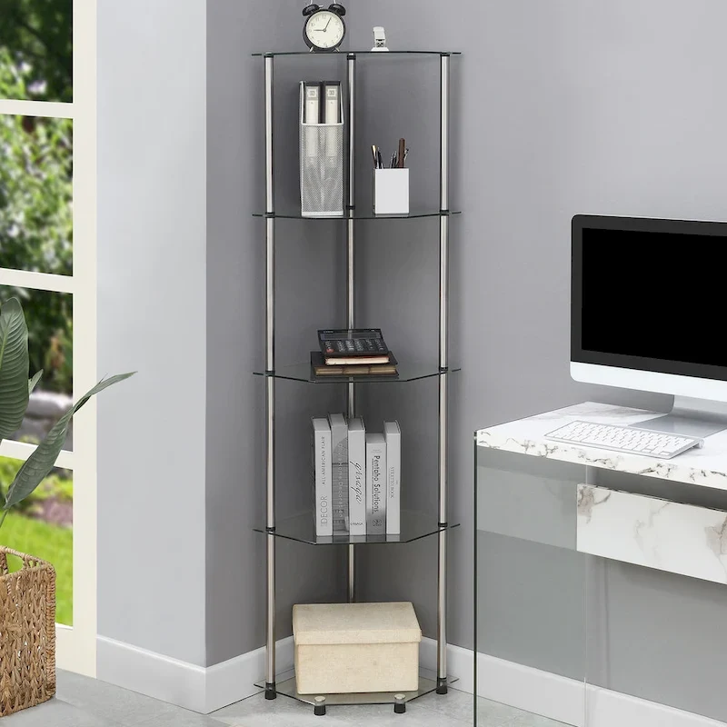 Classic Glass 5-Tier Corner Tower Shelf