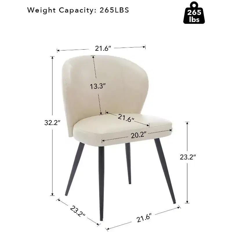 COZONY Dining Chairs Set of 2 - Mid-Century Modern Faux Leather Upholstered Chairs, Padded Seat/Back Metal Legs for Kitchen Dining Room