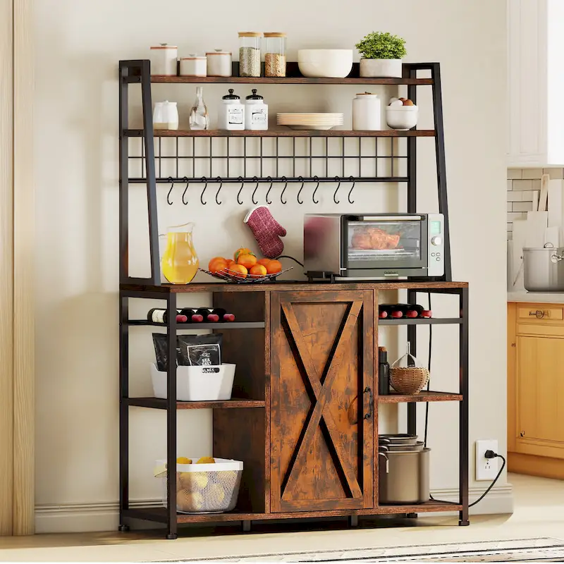 5-Tier Kitchen Bakers Rack with Power Outlets USB Ports