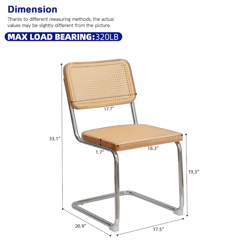 Rattan Dining Chairs with Chrome Legs, Set of 2