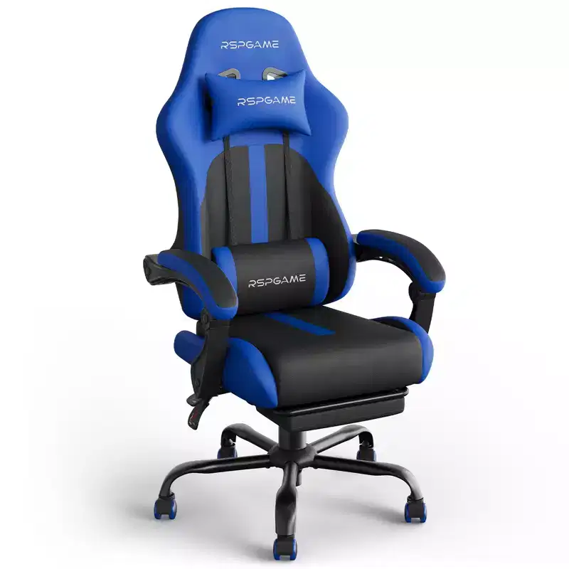 RSPGAME Basic Ergonomic Gaming Chairs for Adults, PU Leather Office Chairs with Lumbar Support, Pocket Spring Cushion and Retractable Footrest