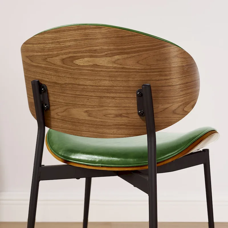 Art Leon Set of 4 Mid-century Wood and Faux Leather Dining Chairs