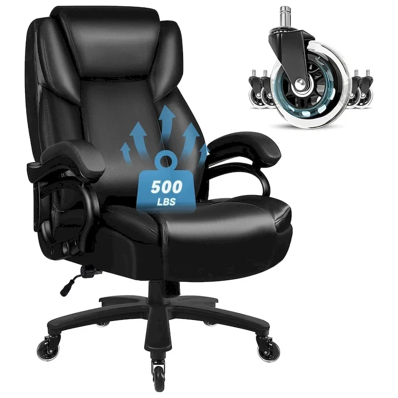Big and Tall Executive Office Chair, 500LBS Adjustable Lumbar Support Ergonomic Chair with High Back PU Leather Computer