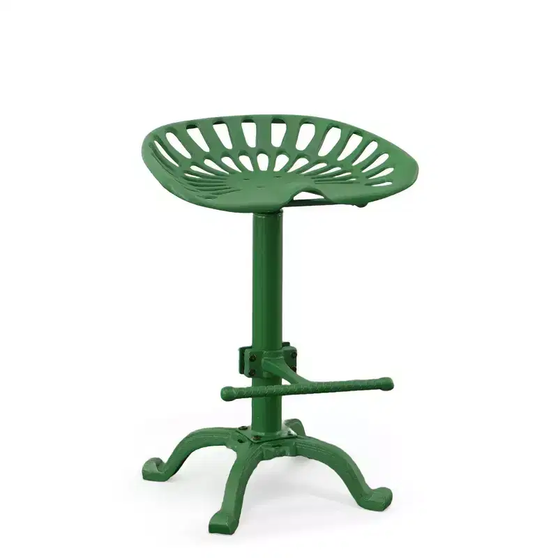 Carolina Living Adjustable Tractor Seat Stool Green and Table: Wrought Iron, Claw Base, 22"-33" Height