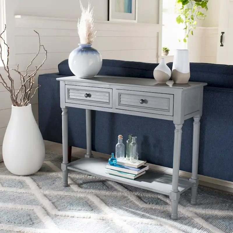 SAFAVIEH Tinnie 2-Drawer Console Table - 36 W x 13 L x 29.5 H - 36Wx13Dx30H