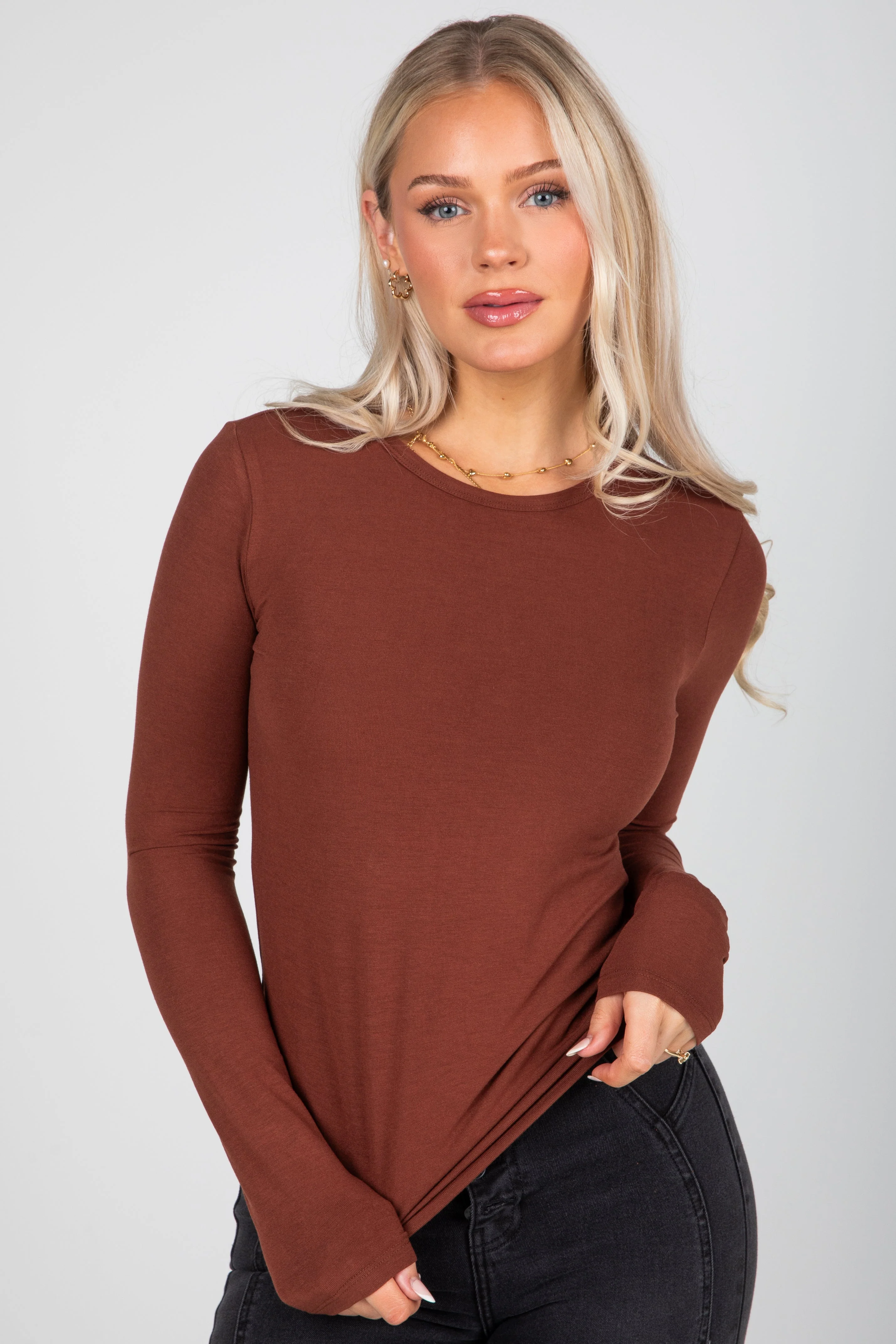 Round Neck Long Sleeve Relaxed Jersey Top