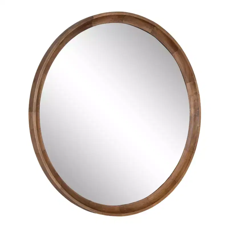 Kate and Laurel Hatherleigh Round Wood Wall Mirror