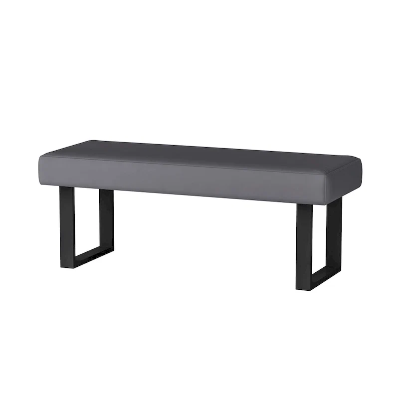 Gray Upholstered Entryway Bench with Steel Legs, Modern Accent Bench for Bedroom or Hallway