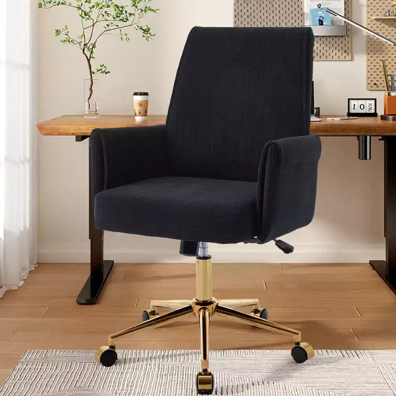 Mid-back liftable office chair, striped fabric, ergonomic. Ideal for work, study & relax